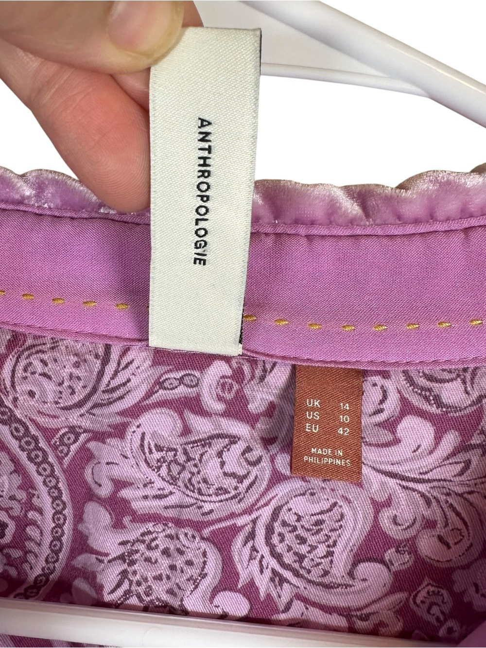 Pilcro Anthropologie Crushed Velvet Button Up Blouse Lilac Dreamy Fairycore Sz10 - Picture 8 of 14